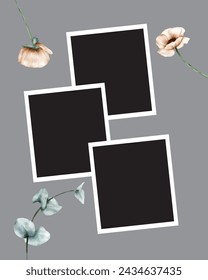 3 photo collage template. vector illustration, new collections