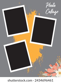 3 photo collage template. vector illustration, new collections