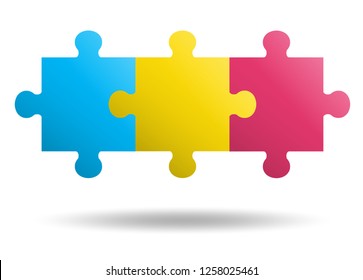 Easy Puzzle Template. 3 Pieces Stock Illustration - Illustration of  background, shape: 164943321
