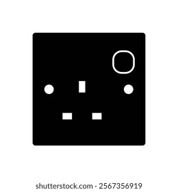 3 pin socket black and white flat vector icon and symbol design