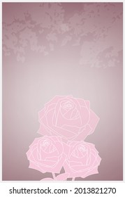3 pink roses on a reddish-brown gradient background