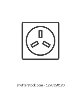 3 pins wall socket outline icon. linear style sign for mobile concept and web design. Electric socket simple line vector icon. Symbol, logo illustration. Pixel perfect vector graphics