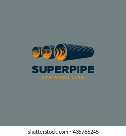 3 Pipes vector logo design template Isolated on a grey background. 