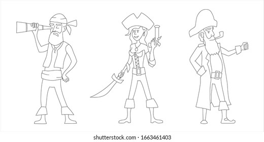 3 piratas de fondo blanco