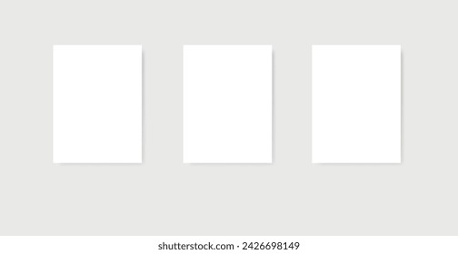 3 plain white frames on a gray background vector illustration