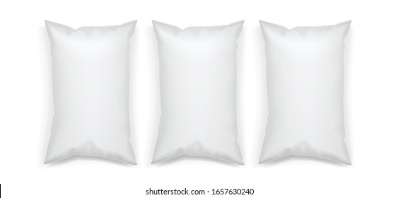 3 plastic white food packaging isolated on white background vector mock up