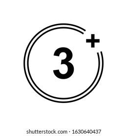 3 plus icon. black vector 3 + plus sign 