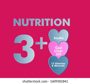 3 Plus nutrition label for food or milk product, vector illustration in eps10