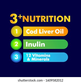 3 Plus nutrition label for food or milk product, vector illustration in eps10
