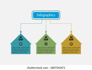 The 3 point banner design template icon flow chart graphic. Planning timeline three steps infographics design vector template. Creative concept planning use for web banner, diagram, layout, workflows.