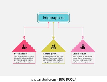 3 point banner design template infographic text vector. Planning presentation business infographics template with 3 options. Creative concept planning used for web banner, diagram, layout, workflows.