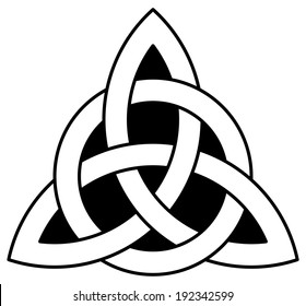 3 point Celtic Triquetra (Trinity) knot interlaced with a circle. Vector illustration.