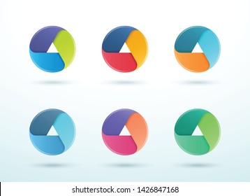 3 Point Circle Divided Sections Cycle Diagram Set