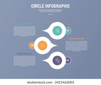 3 point circle infographic stage or step template with creative circle smooth sharp stack structure for slide presentation