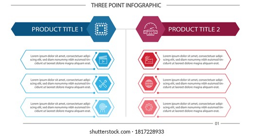 3 Point Infographic - Product Compare, Process Compare