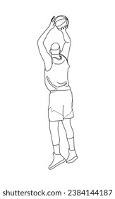 3 Point Shoot moment in Outline Vector. Three Point Moment Basketball Vector Illustration. Basketball Vector