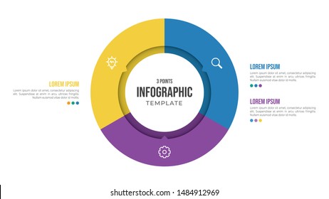 3 points circular infographic element template with icons and colorful flat style, can use for presentation slide 