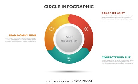 3 points infographic template with circle layout vector.