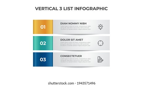 3 points of steps, block list layout diagram, infographic element template vector