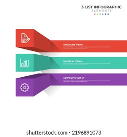 3 points of steps diagram, 3D list layout, infographic element template vector with icons