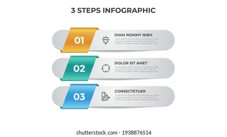 3 points of steps diagram, vertical list layout, infographic template vector.
