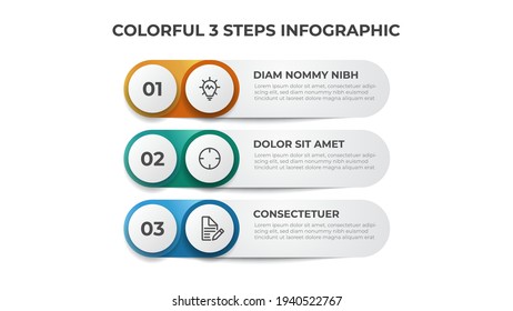 3 points of steps, infographic element template vector, list layout diagram.