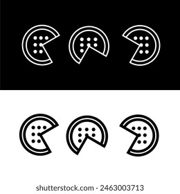 3 position pizza pack icon design in black and white
