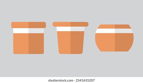 3 pot icon  vector art design. glass, natural, nature, aloe, leaf, doodle, potted, succulent.