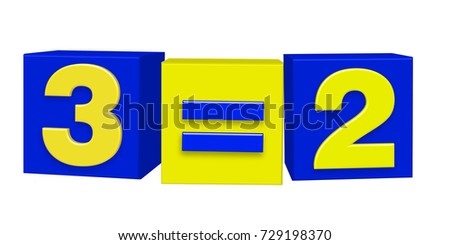 3 for the price of 2. Vector illustration of super offer in stylized form for three items for the price of two on blue and yellow cubes