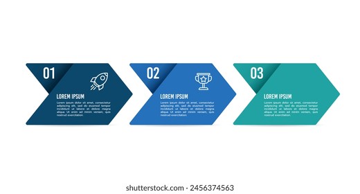 3 process infographic arrows design template. Planning, Marketing and Business presentation. Vector illustration.