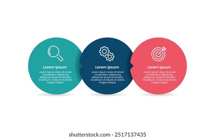 3 process infographic circles design template.  Business presentation, Planning, Marketing and Strategy. Vector illustration.