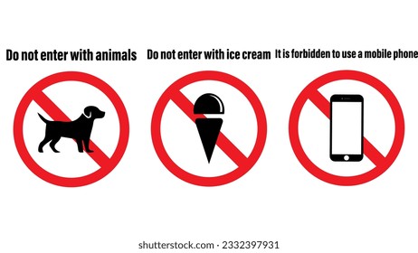 3 prohibition signs. Vector illustration