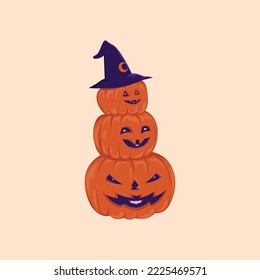 3 Pumpkins expression with hat
