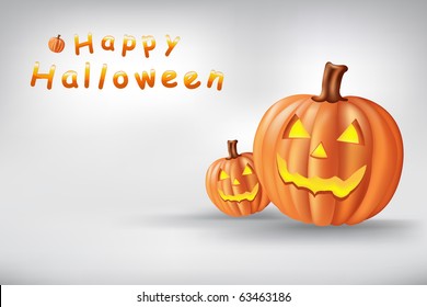 3  Pumpkins On Grey Background With Text, Vector Illustration