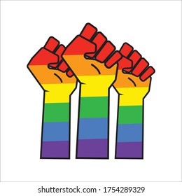3 Rainbow hand rising For Pride month vector design