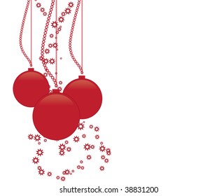 3 red christmas balls graphics on a white background
