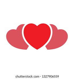 3 red hearts icon vector illustration