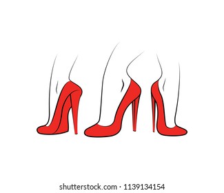 3 red shoes different point of view illustration 