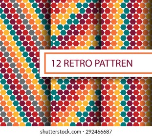 3 Retro different vector seamless patterns.vector illustration