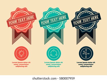 3 retro labels and icons