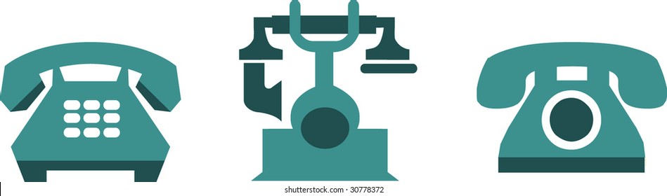 3 retro phone - vector icons