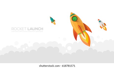 3 Rocket Launch on white background.