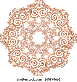 3 Round floral frame. Hand drawn vector element for your design