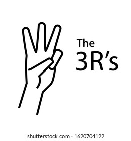 The 3 R's design. Clipart image isolated on white background