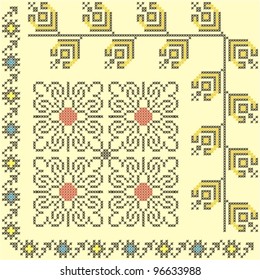 3 seamless embroidered good like handmade cross-stitch ethnic pattern
