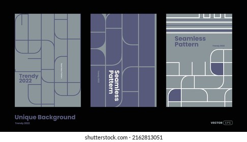 3 Seamless linear background designs, usable in poster, brochure and ... unique color concept and style