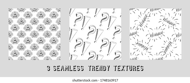 3 seamless textures. Sketch for creative design