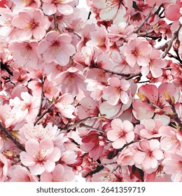 3 seamless watercolor pattern of soft pink sakura (cherry blossom) flowers. Perfect for spring-themed designs, textiles, wedding invitations, and feminine branding.