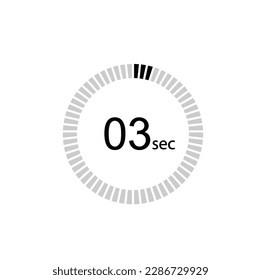 Icono de temporizador de 3 segundos, temporizador digital de 3 segundos. Reloj y reloj, cronómetro, cuenta regresiva.