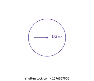 The 3 seconds, Timer 3 sec icon, stopwatch vector icon. Clock and watch, timer, countdown symbol